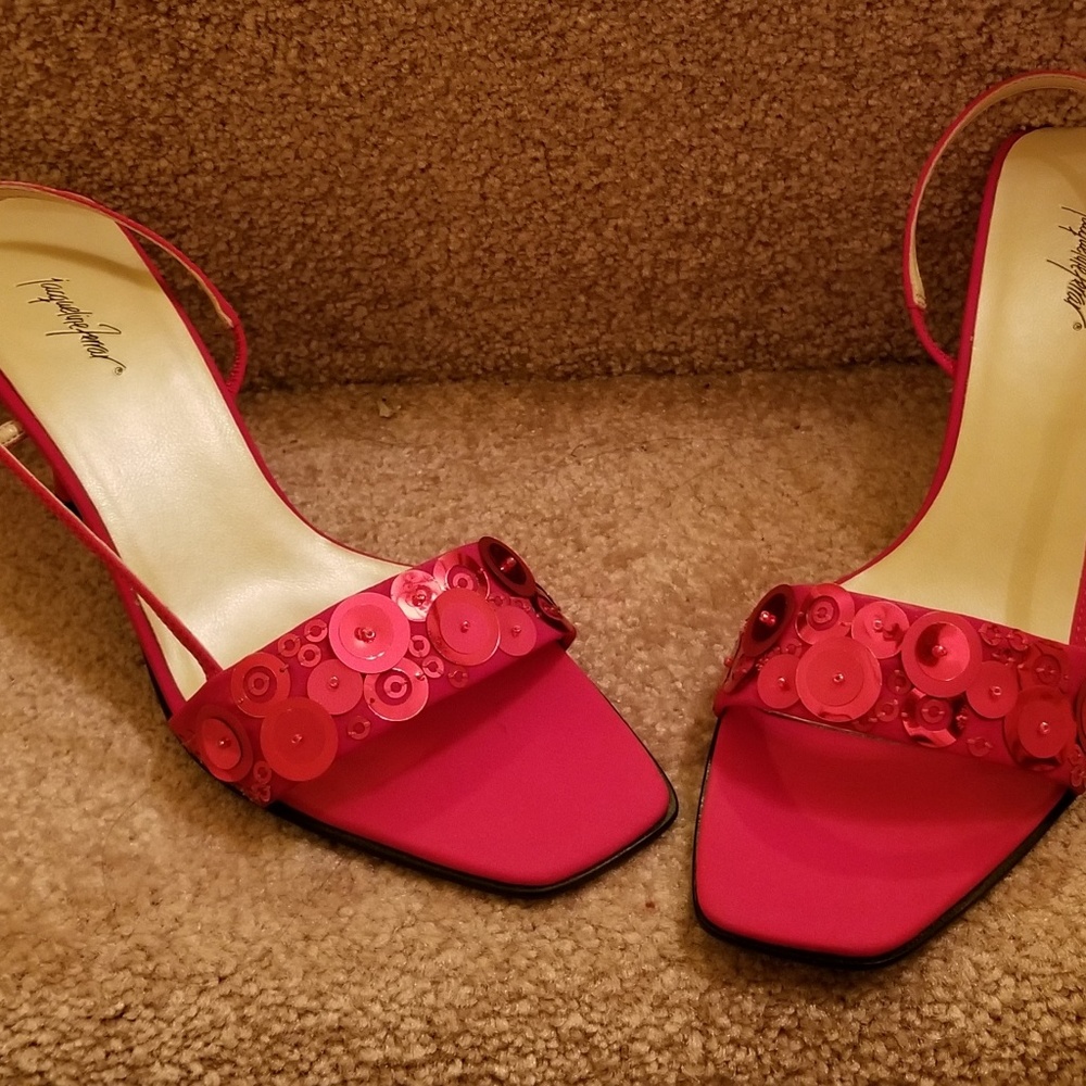 Red strappy heels